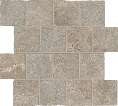 Percorsi Frame Mosaico Burattato GJM3 - Imperiale Walnut, Spazzolato r10, 31.5x31.5cm, 9.00mm, Rectified