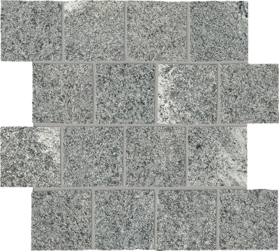 Percorsi Frame Mosaico Burattato GJM2 - Gneiss Grey, Spazzolato r10, 31.5x31.5cm, 9.00mm, Rectified