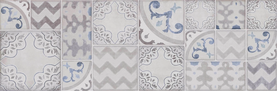 Pottery Decoro Azulejo MMVF - Silver, Matt, 25x76cm, 9.00mm, Not rectified