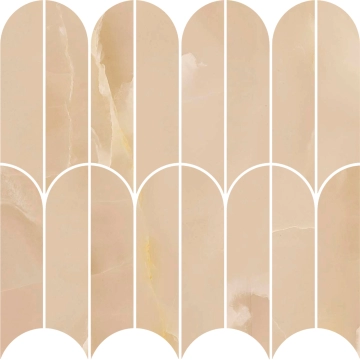 Allmarble Mosaico Ventaglio MPAV - Onice Beige, Lux, 29.8x29.8cm, 10.00mm, Not rectified