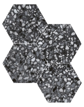 Terazzo Q1150 - Black, Matt, 23x27cm, 10.00mm, Rectified