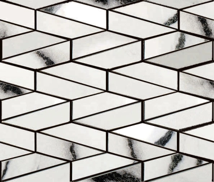 Lux Experience Mosaico Esagona Allungato Mix MW06MESAM - Panda White, Mix, 25.5x29.5cm, 9.00mm, Not rectified