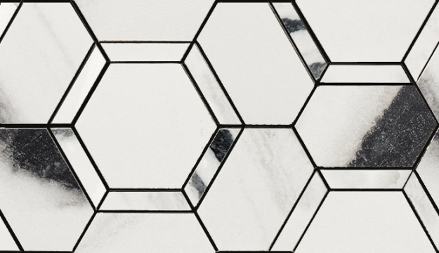 Lux Experience Mosaico Esagona Decoro Mix MW06MEDM - Panda White, Mix, 20x34cm, 9.00mm, Not rectified