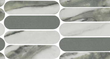 Charm Experience Mosaico Ovali Mix CH02MOVLX - Calacatta Green, Lappato, 19.5x37cm, 9.00mm, Rectified