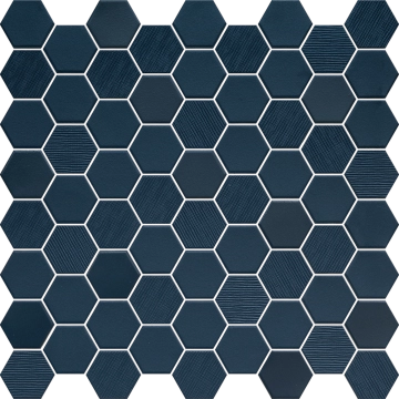 Hexa Mosaico 4,3x3,8 TTBST04MHMIX - Deep Navy, Mix matt, glossy, fabric, 12.44x12.44