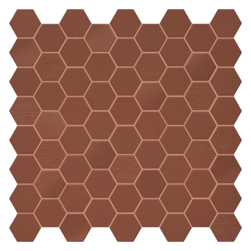 Hexa Mosaico 4,3x3,8 TTHX15MHMIX - Rusty Red, Mix matt, glossy, fabric, 12.44x12.44