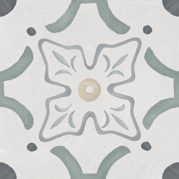 Sirocco 36155 - Green Flower, Matt, 22.3x22.3cm, 9.00mm, Not rectified