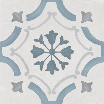 Sirocco 36158 - Blue Ornate, Matt, 22.3x22.3cm, 9.00mm, Not rectified