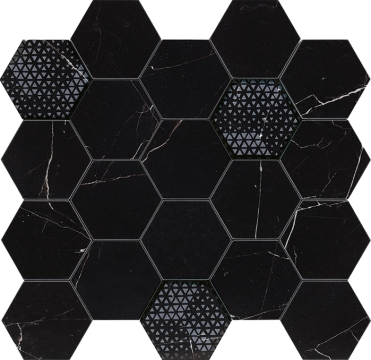 Majestic Hexagono 02613 - Royal Nero, Levigato, 34x36cm, 8.50mm, Rectified