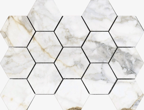 Pisa Mosaico Hexagon 1m - Gold, Matt, 32.5x22.5cm, 10.20mm, Rectified