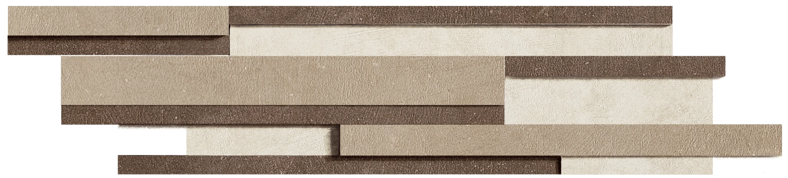 Industrial Listello 3D 739191 - Ivory-moka-taupe, Naturale, 15x60cm, 10.00mm, not-rectified