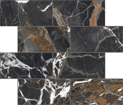 Les Bijoux Muretto Sfalsato 767601 - Ombre Caravage, Glossy, 30x30cm, 6.00mm, Not rectified