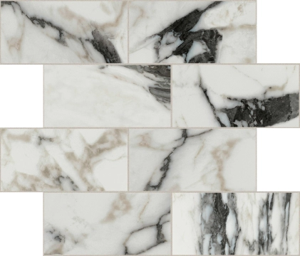 Les Bijoux Muretto Sfalsato 767600 - Calacatta Altissimo, Glossy, 30x30cm, 6.00mm, Not rectified