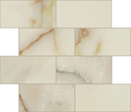 Les Bijoux Muretto Sfalsato 767599 - Onyx Blanche, Glossy, 30x30cm, 6.00mm, Not rectified