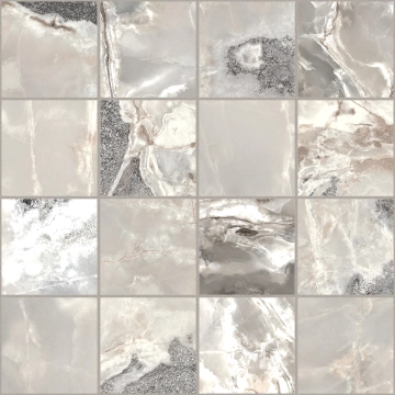 Onyx&more Mosaico 7,5x7,5 767699 - Silver Blend, Satin, 7.5x7.5 cm, 6.00mm, not-rectified