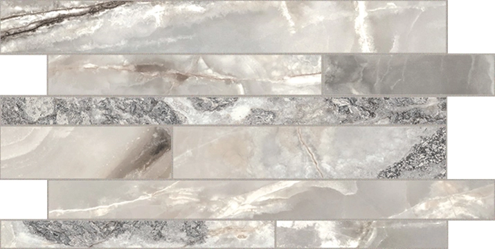 Onyx&more Listello Sfalsato 767677 - Silver Blend, Satin, 30x60cm, 10.00mm, not-rectified