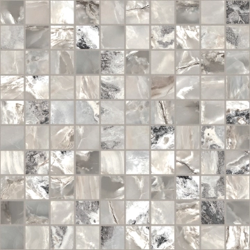 Onyx&more Mosaico 3x3 767666 - Silver Blend, Satin, 30x30cm, 10.00mm, not-rectified