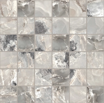 Onyx&more Mosaico 5x5 767645 - Silver Blend, Glossy, 30x30cm, 10.00mm, not-rectified