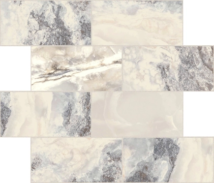 Onyx&more Muretto 767787 - White Blend, Satin, 30x30cm, 6.00mm, not-rectified