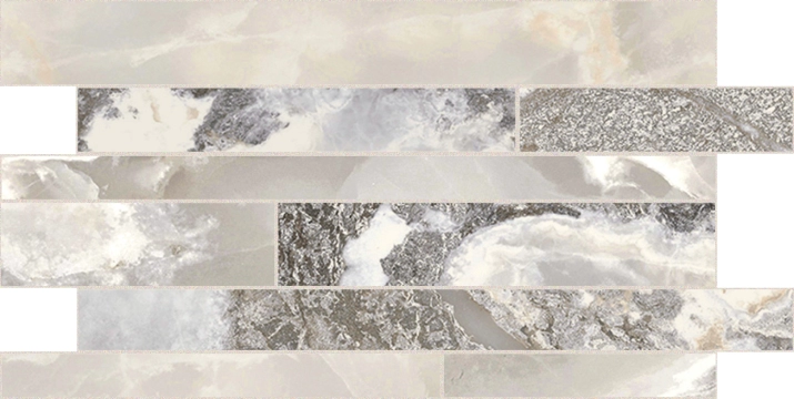 Onyx&more Listello Sfalsato 767772 - White Blend, Glossy, 30x60cm, 10.00mm, not-rectified