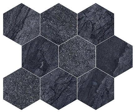 Agathos Mosaico Esagona M30AGANE - Anthracite, Naturale, 26x30cm, 9.00mm, Not rectified