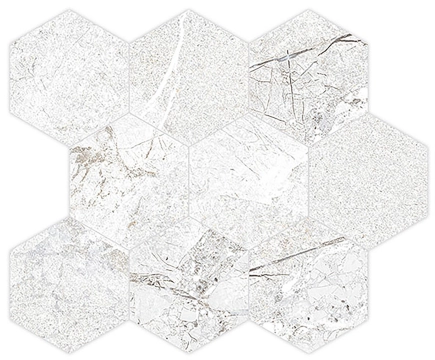 Agathos Mosaico Esagona M30AGWHES - White, Naturale, 26x30cm, 9.00mm, Not-rectified