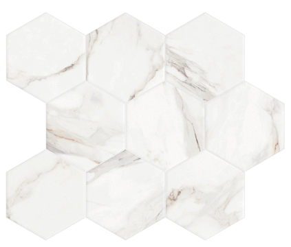 Calacatta Mosaico Esagona M30CALAEL - Calacatta, Lappato campo pieno, 26x30cm, 9.00mm, Not-rectified