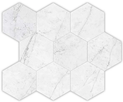 Carrara Gioia Mosaico Esagona M30CAGIEL - Carrara Gioia, Lappato campo pieno, 26x30cm, 9.00mm, Not-rectified