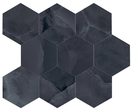 Onyx Mosaico Esagona M30OIBKE - Black, Lappato campo pieno, 26x30cm, 9.00mm, Not-rectified
