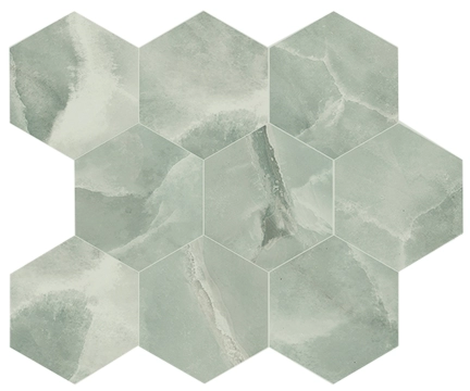 Onyx Mosaico Esagona M30OIJAE - Jade, Lappato campo pieno, 26x30cm, 9.00mm, Not-rectified