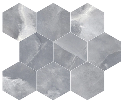 Onyx Mosaico Esagona M30OIGYE - Grey, Lappato campo pieno, 26x30cm, 9.00mm, Not-rectified