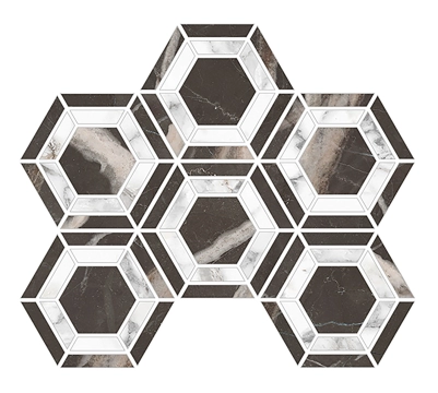 Calacatta Cenerino Mosaico Double Exa M30CACEDE - Calacatta Cenerino, Naturale, 19.5x25.4cm, 9.00mm, Rectified