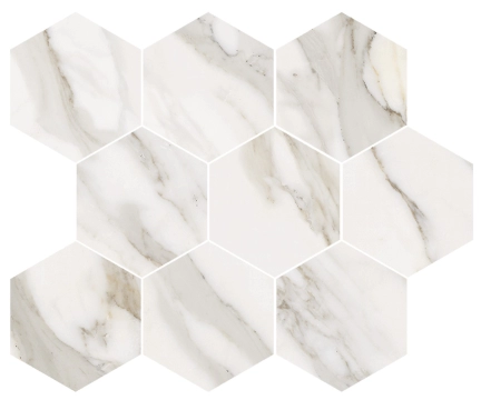 Calacatta Splendido Mosaico Esagoni M30CASPLL - Calacatta Splendido, Lappato campo pieno, 26x30cm, 9.00mm, Rectified