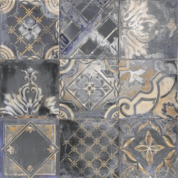 Ricordi Venezziani Base Decor Azurro, Brillo, 20x20cm, 10.00mm, Not rectified