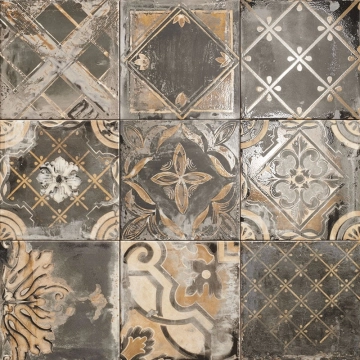Ricordi Venezziani Base Decor Nero, Brillo, 20x20cm, 10.00mm, Not rectified