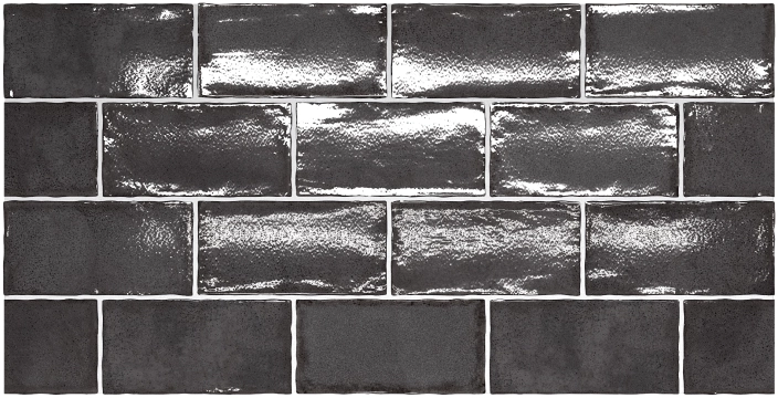Altea Black, Gloss, 7.5x15cm, 9.00mm, Rectified