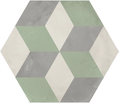 Terra.Art Esagona I416 - Cubo Sabbia/menta, Naturale, 25x21.6cm, 9.00mm, Rectified