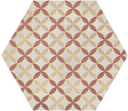 Terra.Art Esagona I425 - Astro Tramonto/crema, Naturale, 25x21.6cm, 9.00mm, Rectified