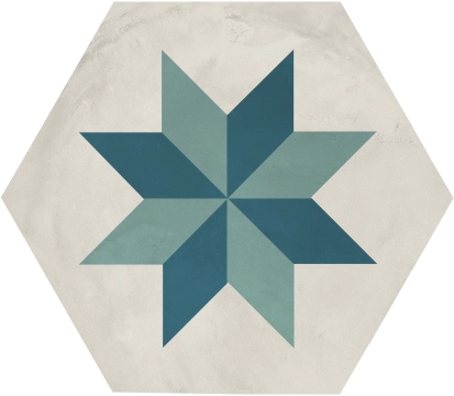 Terra.Art Esagona I414 - Stella Oceano/cielo, Naturale, 25x21.6cm, 9.00mm, Rectified