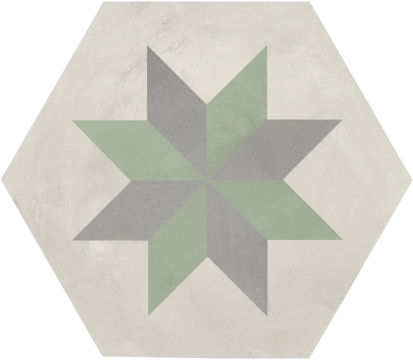 Terra.Art Esagona I421 - Stella Sabbia/menta, Naturale, 25x21.6cm, 9.00mm, Rectified