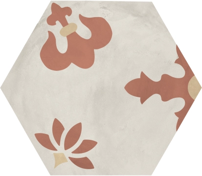 Terra.Art Esagona I424 - Giglio Tramonto/crema, Naturale, 25x21.6cm, 9.00mm, Rectified