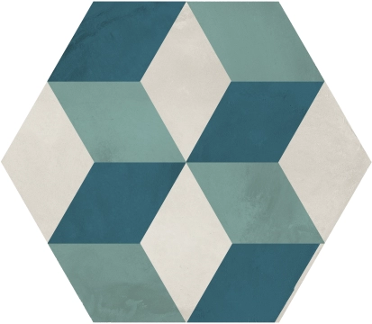 Terra.Art Esagona I409 - Cubo Oceano/cielo, Naturale, 25x21.6cm, 9.00mm, Rectified
