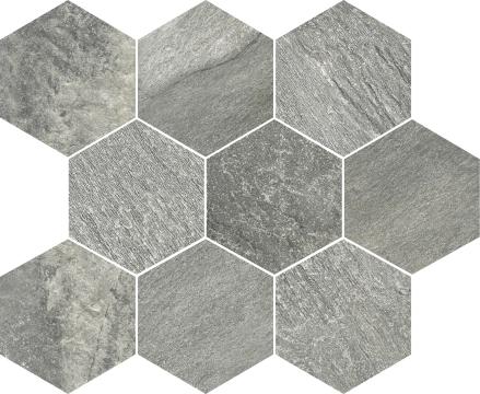 Tribeca Mosaico Esagona Grey, Naturale, 30x30cm, 10.00mm, Not rectified