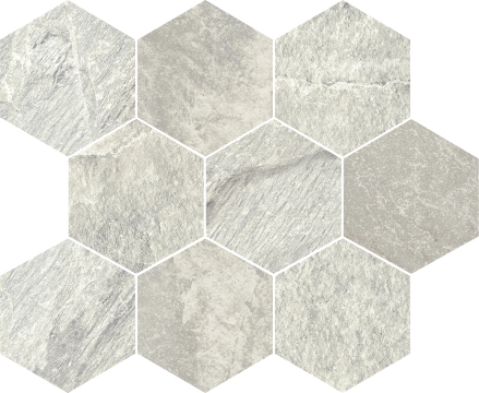 Tribeca Mosaico Esagona White, Naturale, 30x30cm, 10.00mm, Not rectified