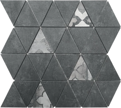 Gare Du Nord Mosaico Triangolo 303611 - Graphite, Naturale, 30x34cm, 9.50mm, Rectified