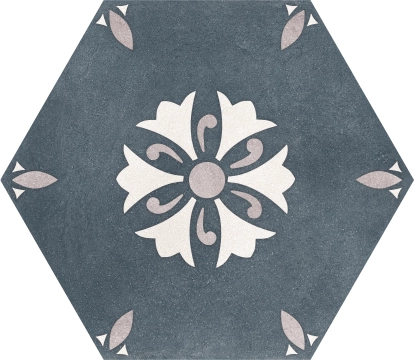 Hexagon Lily 00ZESC4 - Teal, Naturale, 25x22cm, 9.00mm, Not rectified