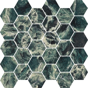 Sound Of Marbles Mosaico Esagoni M48MS1L - Verde Intenso, Levigato, 30x30cm, 9.00mm, Rectified
