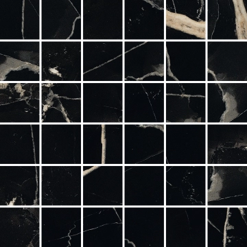 Sound Of Marbles Mosaico 5x5 M47MS5L - Nero Fondo, Levigato, 30x30cm, 9.00mm, Rectified