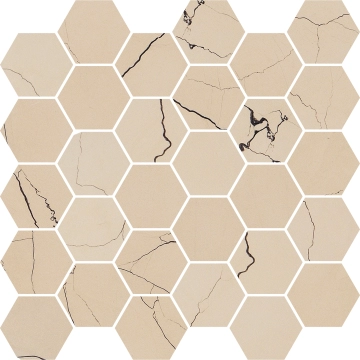 Sound Of Marbles Mosaico Esagoni M42MS1L - Beige Antico, Levigato, 30x30cm, 9.00mm, Rectified