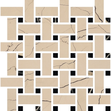 Sound Of Marbles Mosaico Weave M42MS2L - Beige Antico, Levigato, 30x30cm, 9.00mm, Rectified
